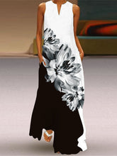 Vestido maxi sin mangas con cuello en V y estampado